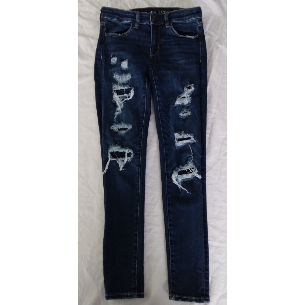 American Eagle AE Ne(x)t Level Patched Low-Rise Jegging Jeans Womens 2 Short